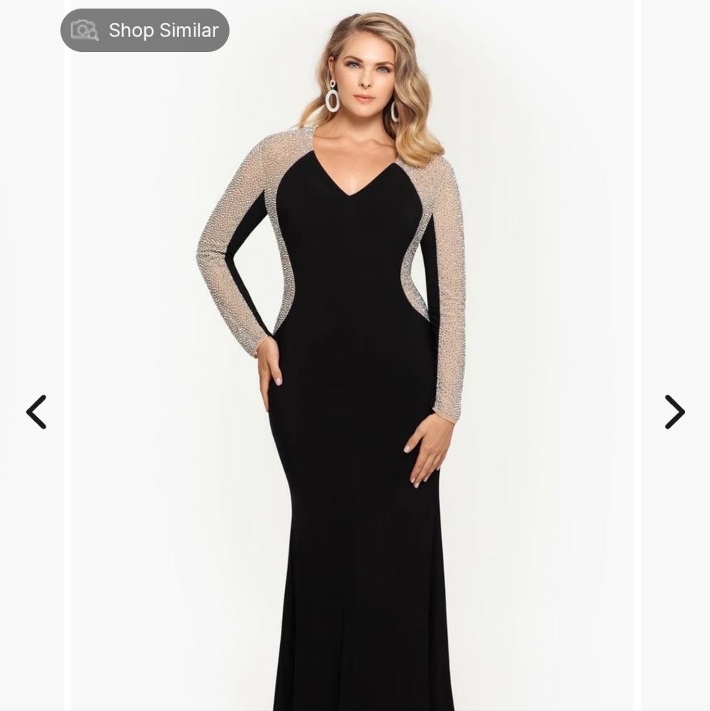 Long Sleeve Crystal Bead Dress